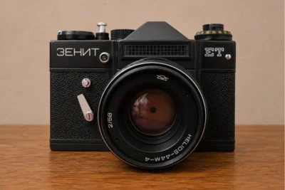 מצלמת פילם Zenit ET עם עדשת Helios-44M-4